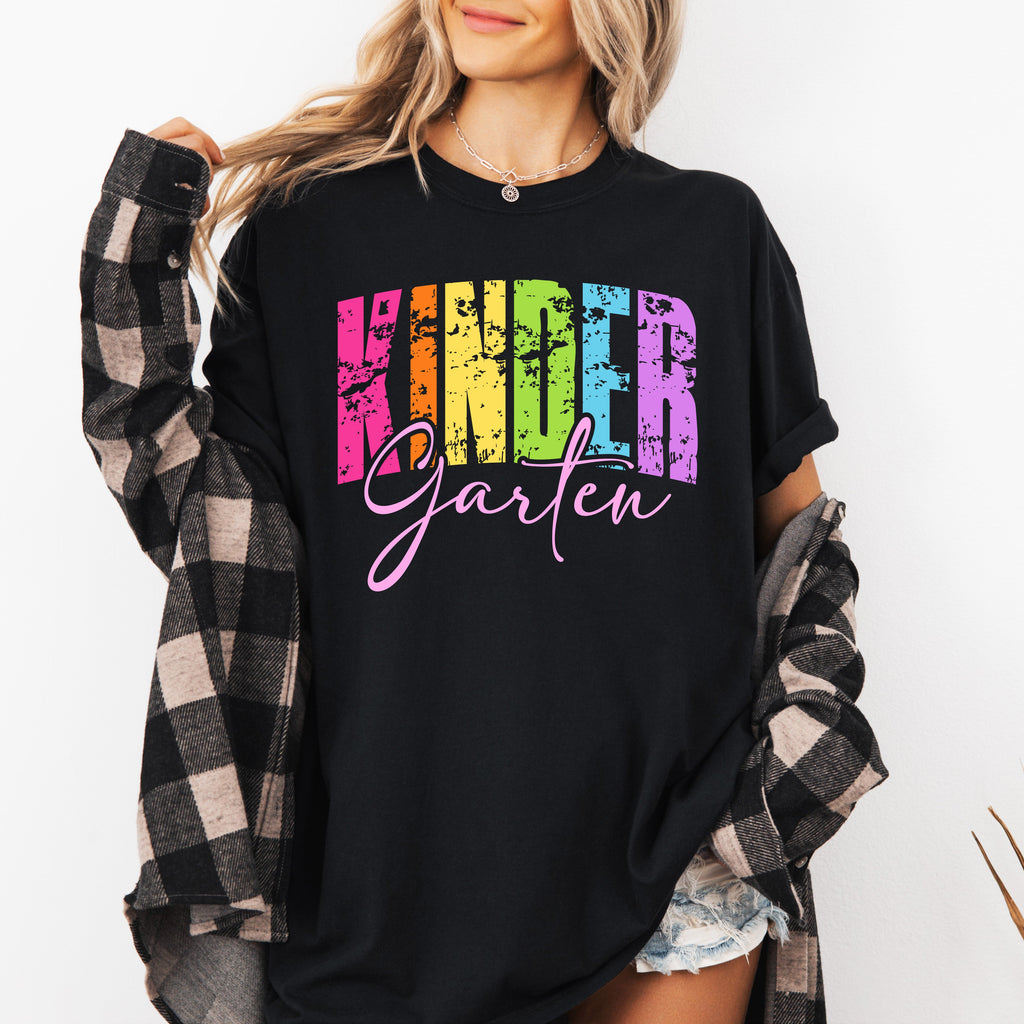 Kindergarten Retro Teacher Back To School First Day Of School Appreciation Coquette Comfort Colors Tee