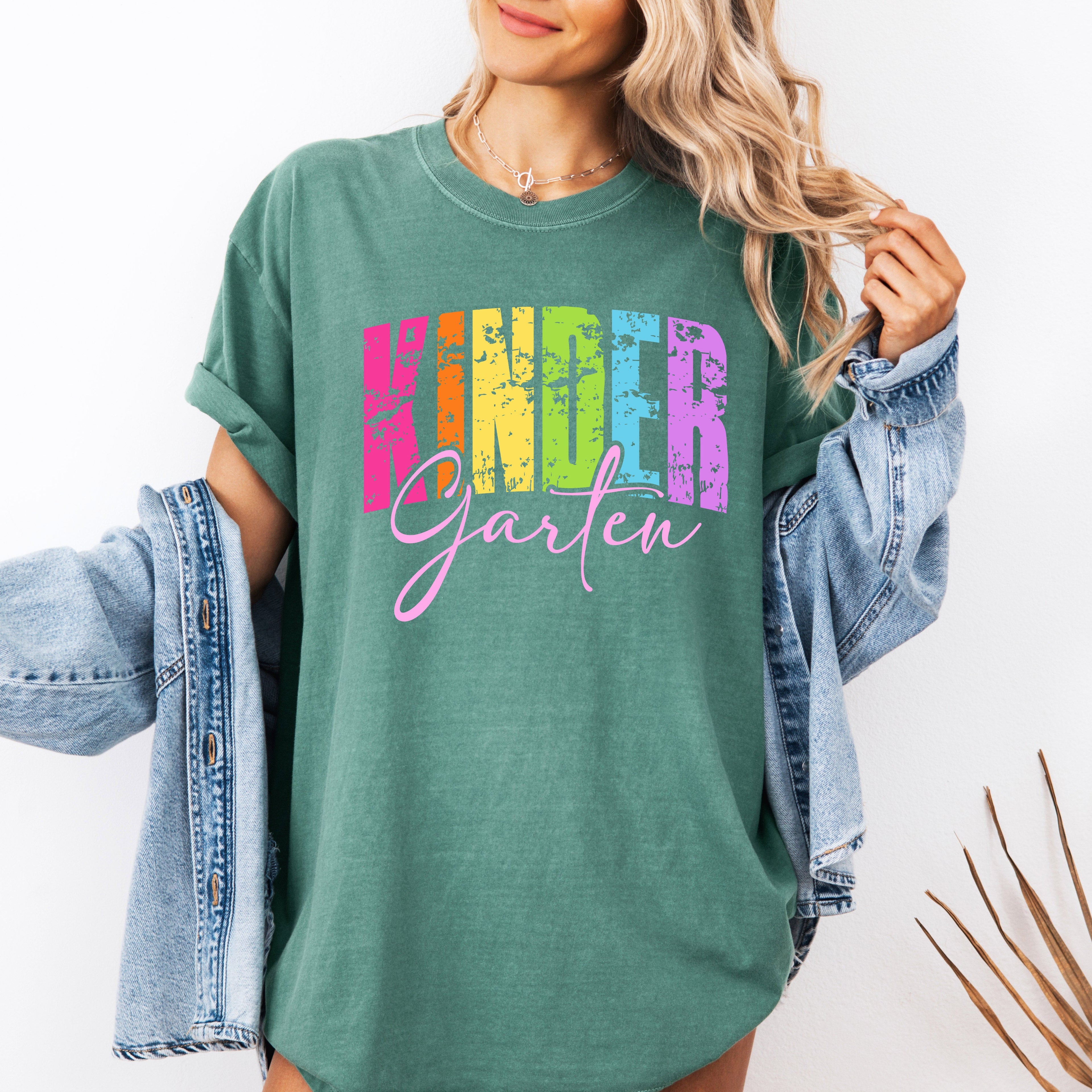 Kindergarten Retro Teacher Back To School First Day Of School Appreciation Coquette Comfort Colors Tee