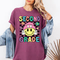 Second Grade Smiley Face Teacher Back To School First Day Of School Comfort Colors Tee