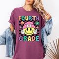 Fourth Grade Smiley Face Teacher Back To School First Day Teacher Appreciation Comfort Colors Tee