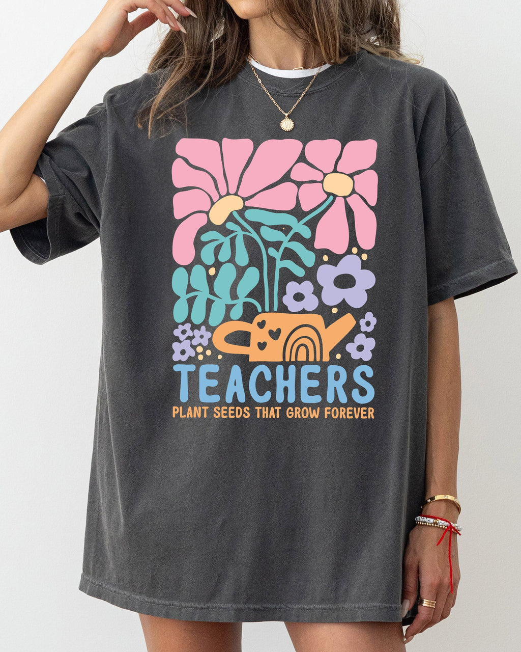 Teachers Plant Seeds Boho Floral Back to School First Day of School Comfort Colors Tee