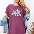 Teacher Chinoiserie Floral Bow First Day Of School Teacher Appreciation Comfort Colors Tee