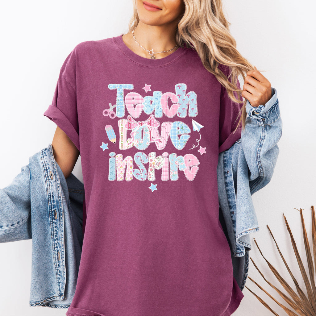 Teach Love Inspire Classroom Vibes for the First Day of School Comfort Colors Tee