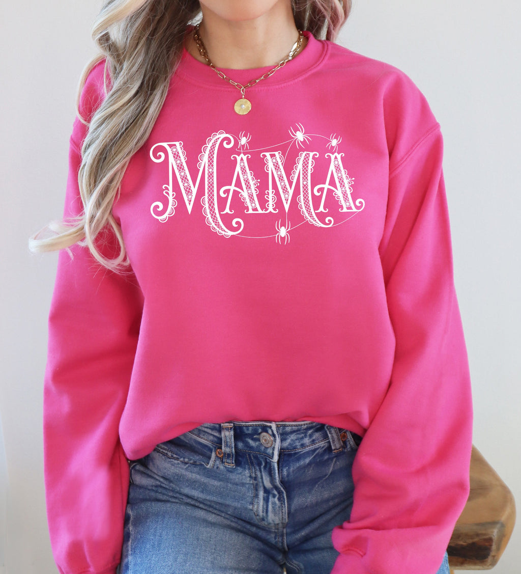 Mama Lace Spiders Halloween Ghost Checkered Retro Vintage Spooky Costume Fall Sweatshirt