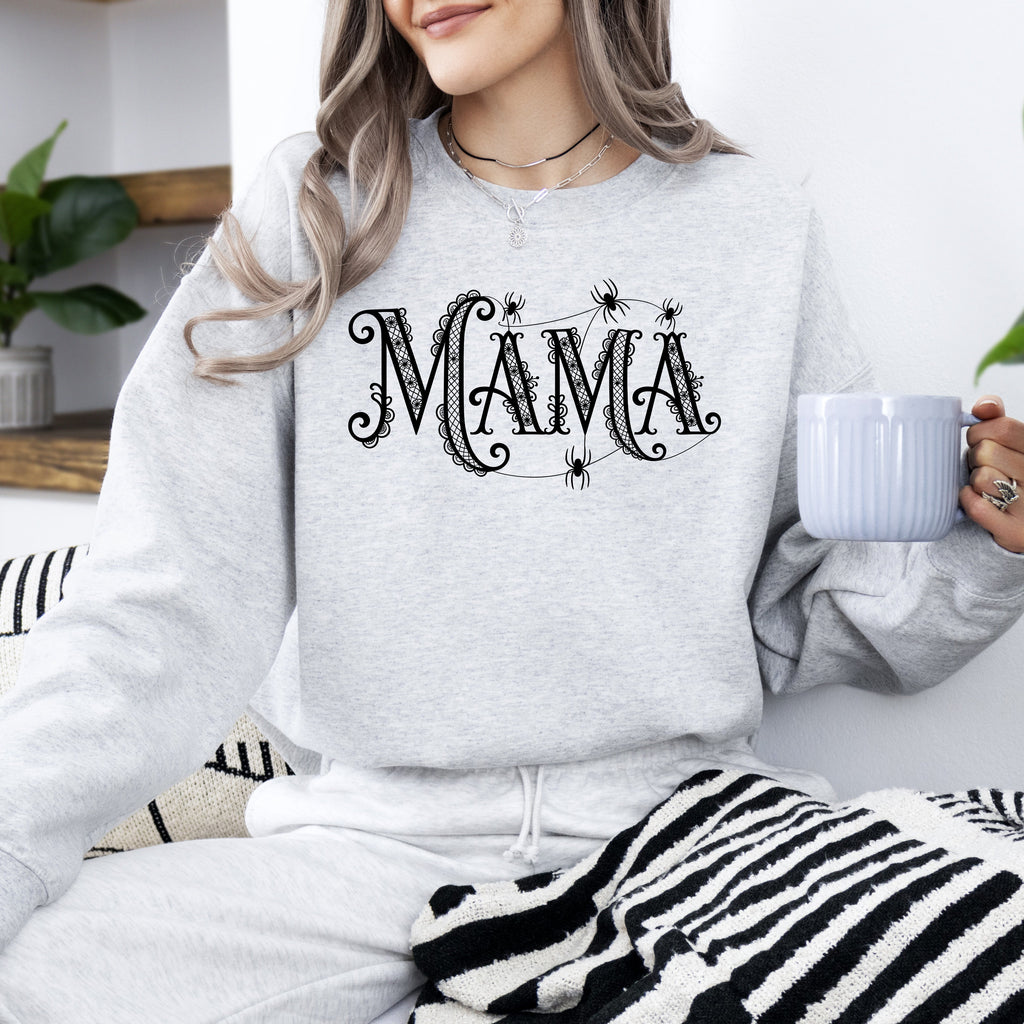 Mama Lace Spiders Halloween Ghost Checkered Retro Vintage Spooky Costume Fall Sweatshirt