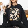 Vintage Ghosts Floral Halloween Retro Spooky Neon Patchwork Nightfall Graphic Sweatshirt