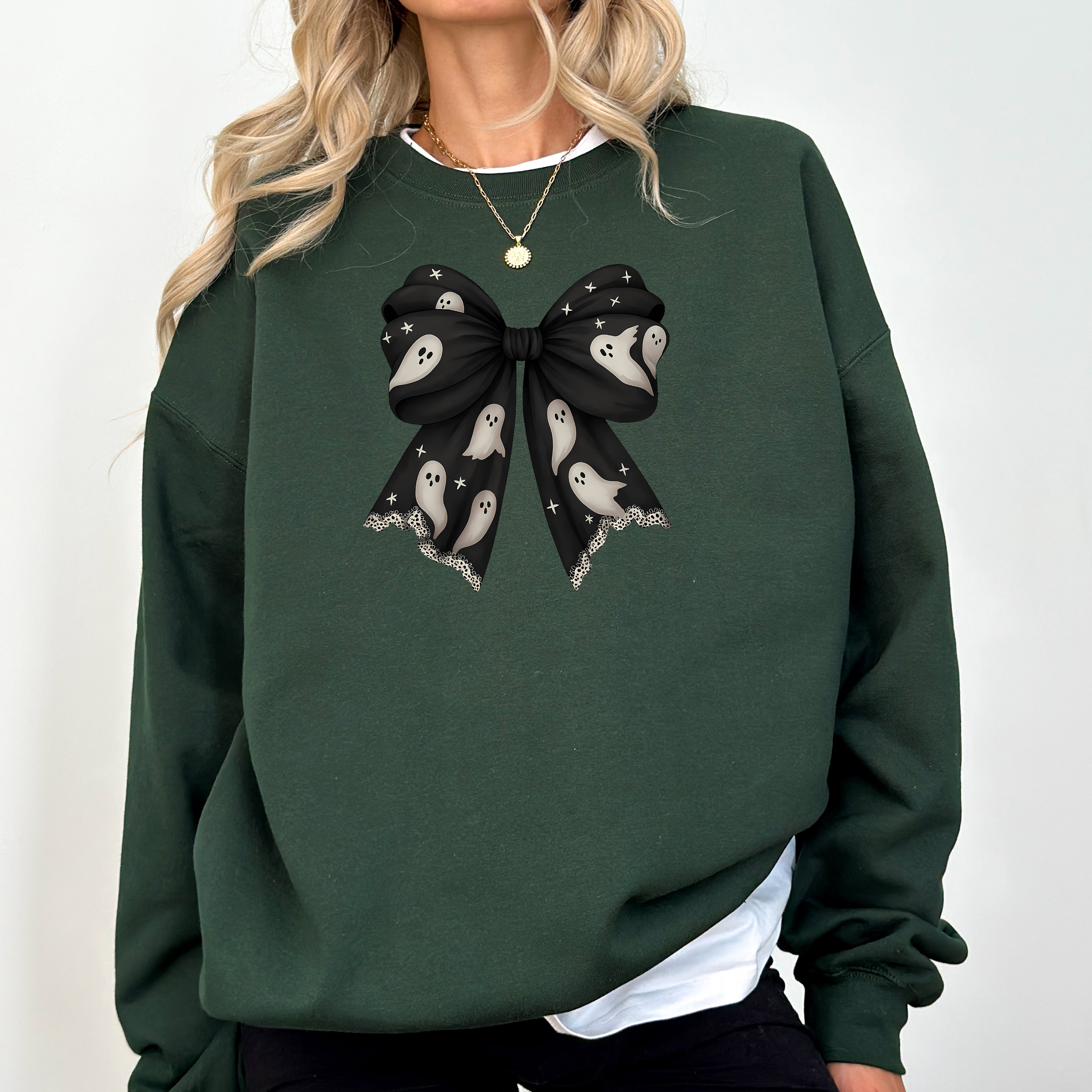 Halloween Bow Coquette Minimalist Retro Vintage Spooky Costume Fall Graphic Sweatshirt