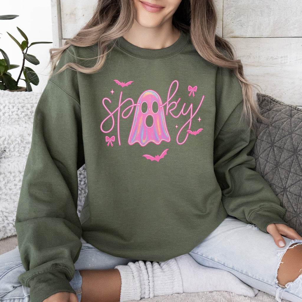 Pink Neon Ghost Halloween Retro Vintage Spooky Collector's Edition Graphic Sweatshirt