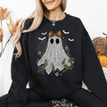 Cute Lace Ghost Bow Coquette Bats Halloween Vintage Nostalgic Cozy Retro Graphic Sweatshirt