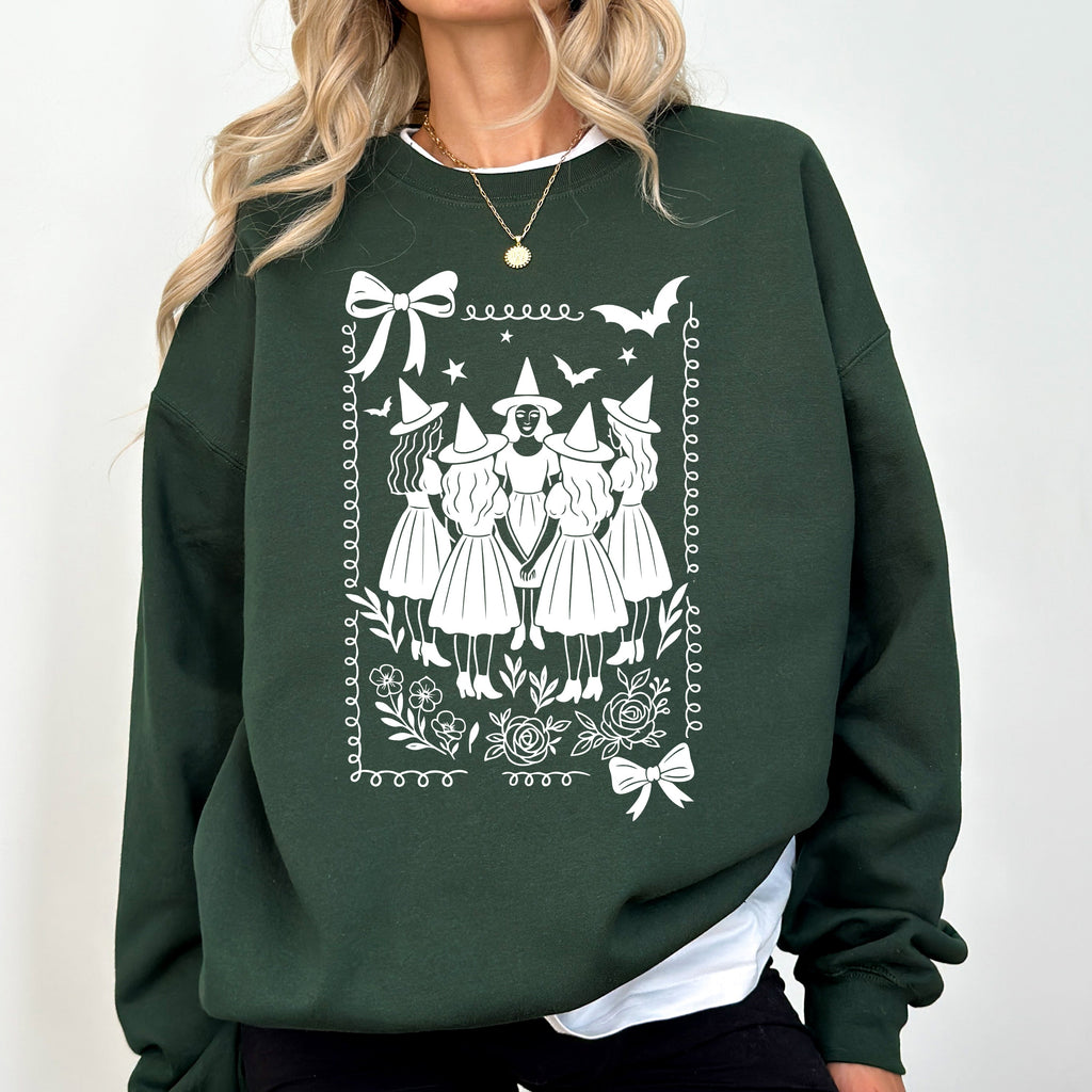 Halloween Witches Vintage Ghost Pumpkin Retro Spooky Season Cozy Graphic Sweatshirt