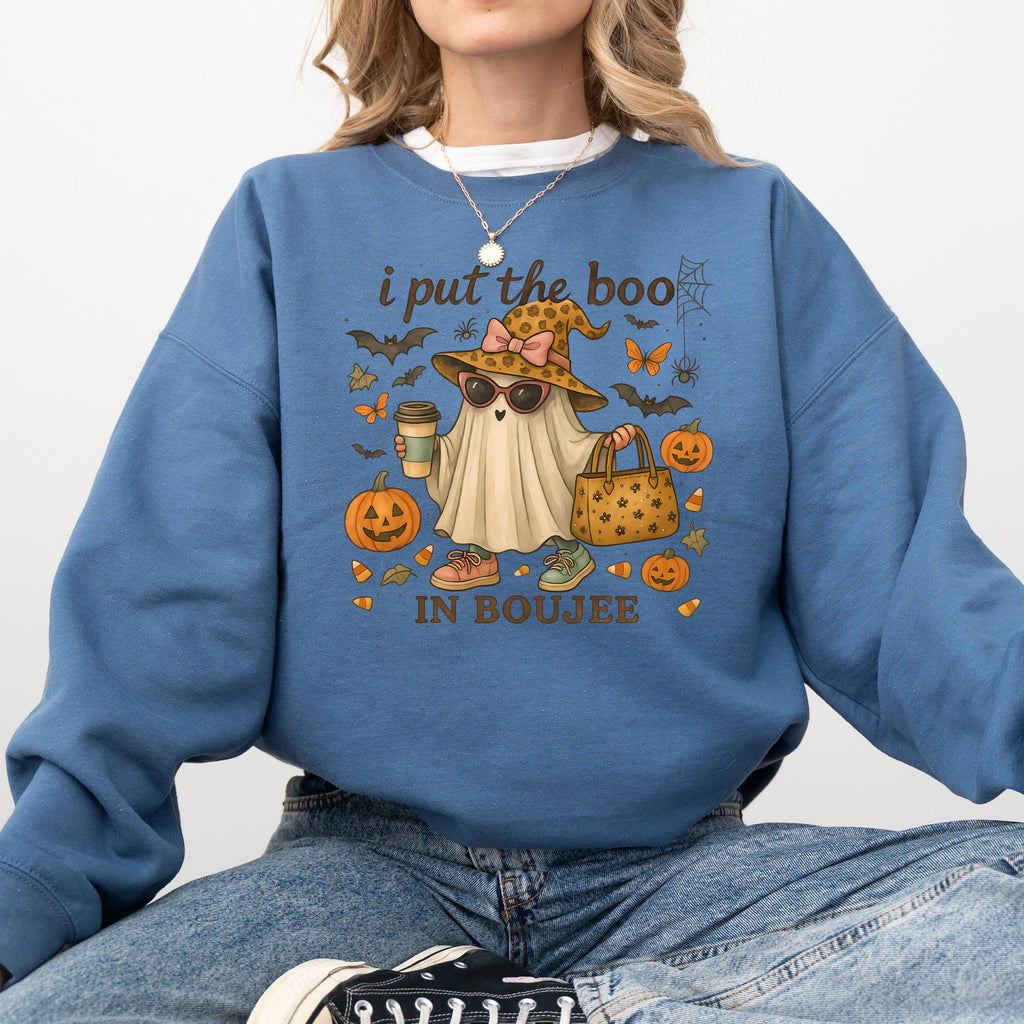 Boujee Ghost Fancy Halloween Vintage Pumpkin Retro Spooky Costume Fall Graphic Sweatshirt