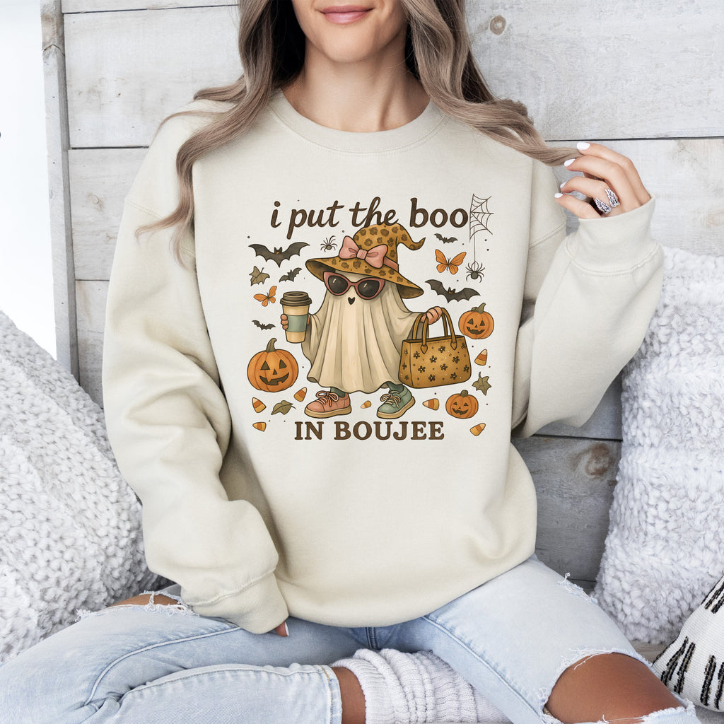 Boujee Ghost Fancy Halloween Vintage Pumpkin Retro Spooky Costume Fall Graphic Sweatshirt