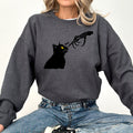 Boop Cat Skeleton Ghost Halloween Western Vintage Pumpkin Retro Spooky Graphic Sweatshirt