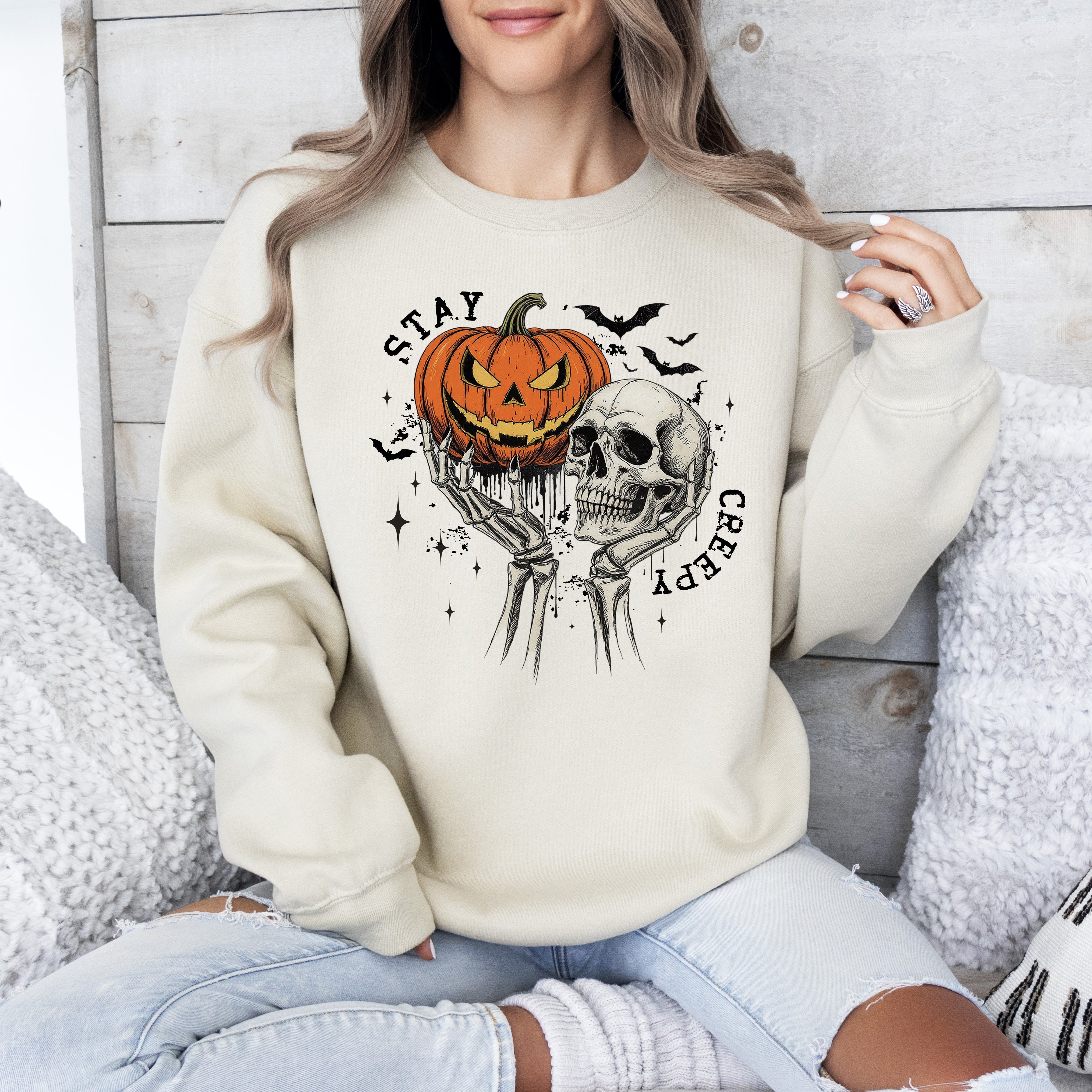What If The Anxious Skeleton Ghost Western Vintage Halloween Spooky Graphic Sweatshirt