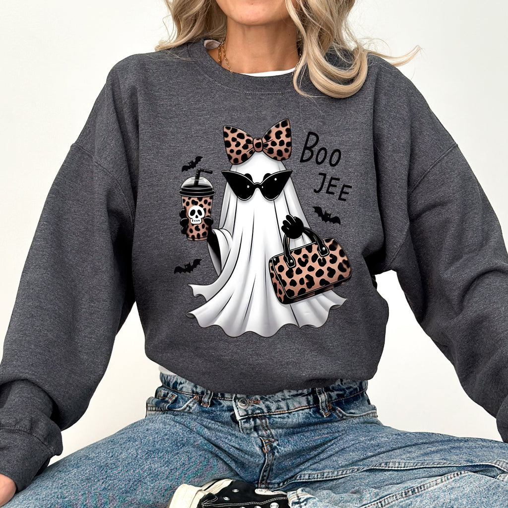 Fancy Boujee Ghost Halloween Bow Coquette Western Vintage Pumpkin Retro Spooky Graphic Sweatshirt