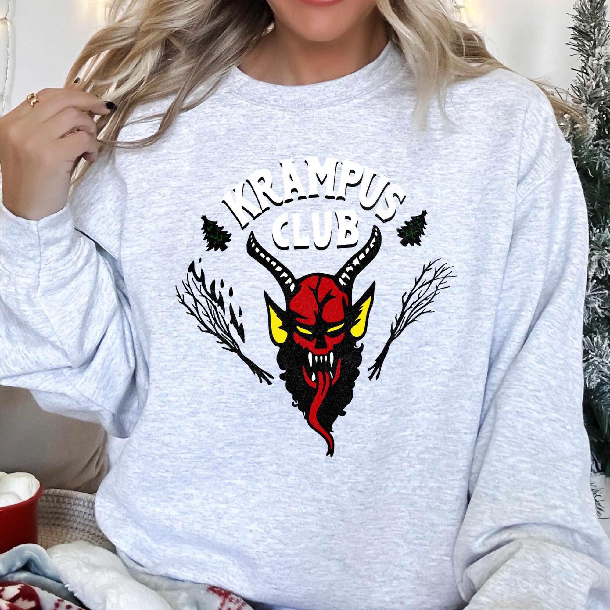 Krampus Club Stranger Naughty Christmas Holiday Mischief Edition Graphic Sweatshirt