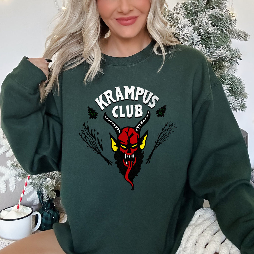 Krampus Club Stranger Naughty Christmas Holiday Mischief Edition Graphic Sweatshirt