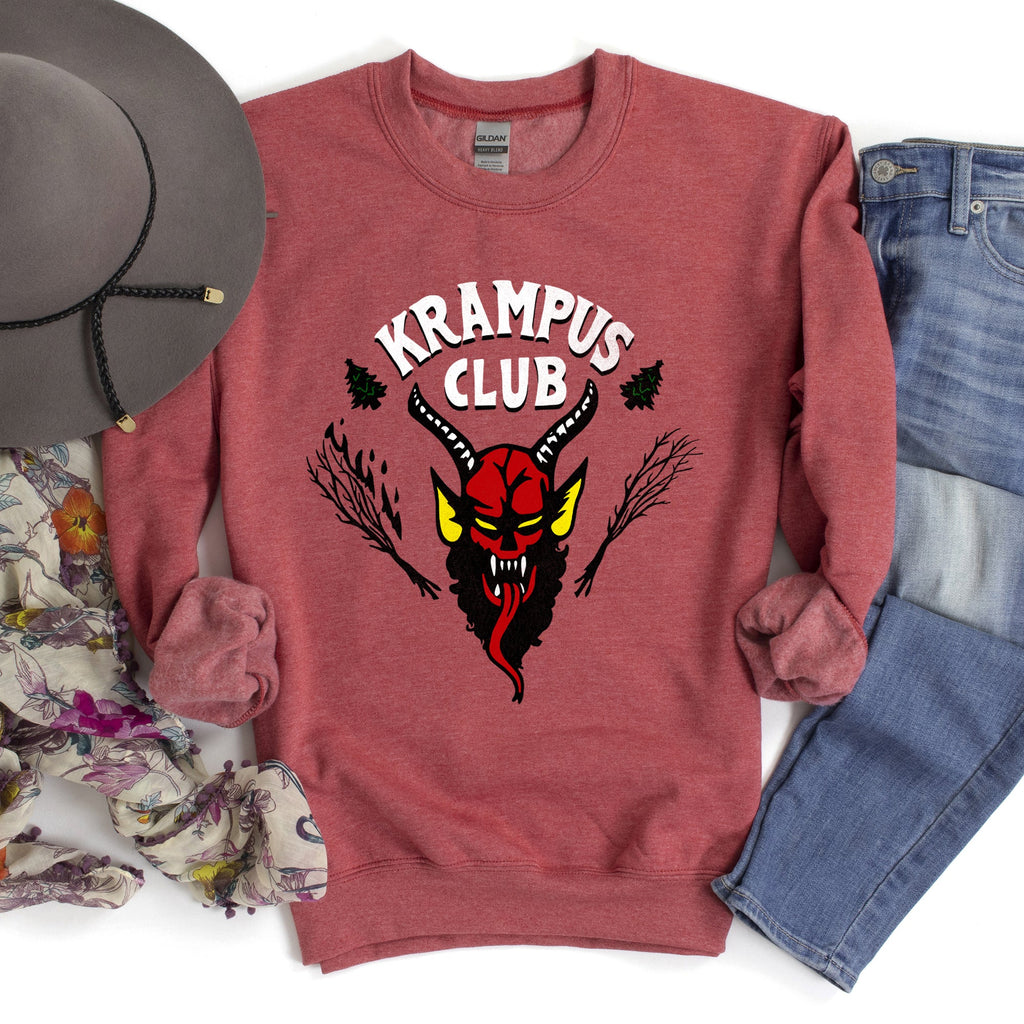Krampus Club Stranger Naughty Christmas Holiday Mischief Edition Graphic Sweatshirt