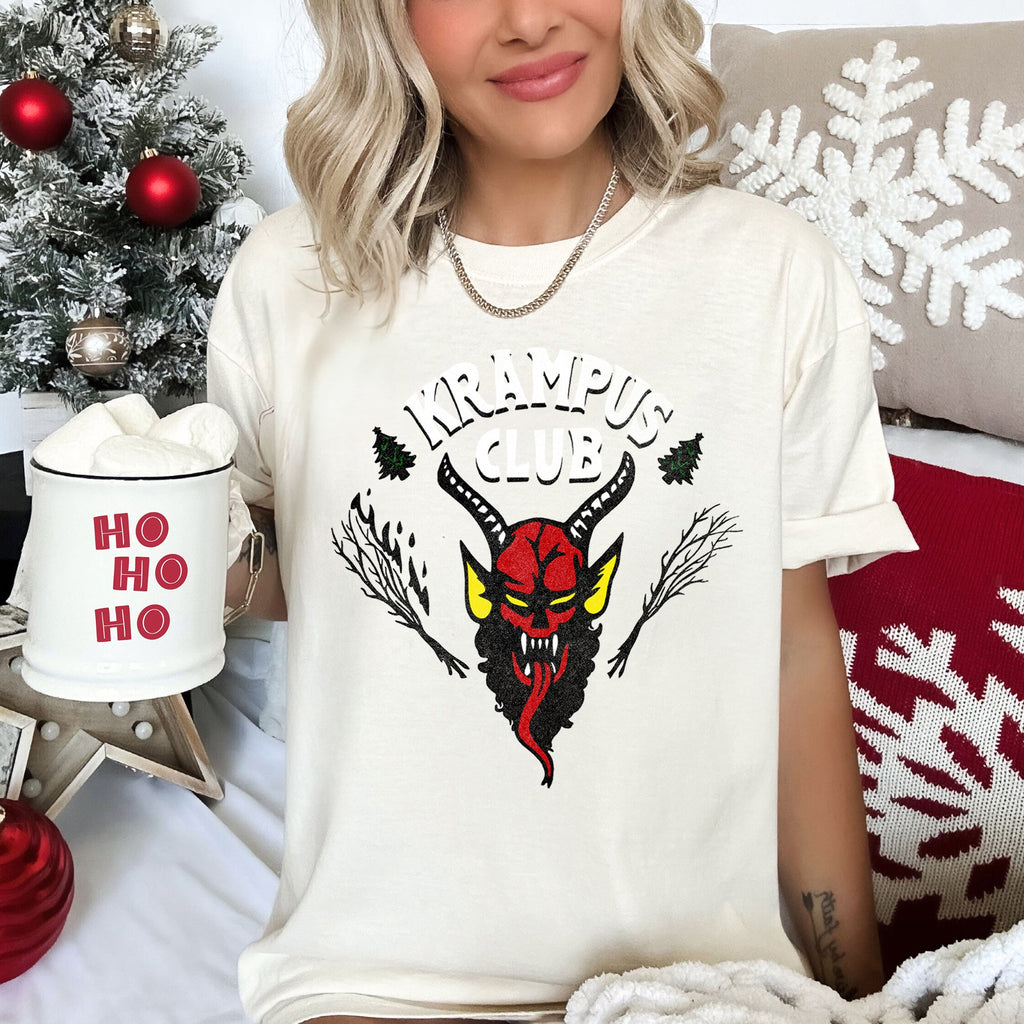 Krampus Club Christmas Naughty Stranger Festive Holiday Vibe Edition Comfort Colors Tee