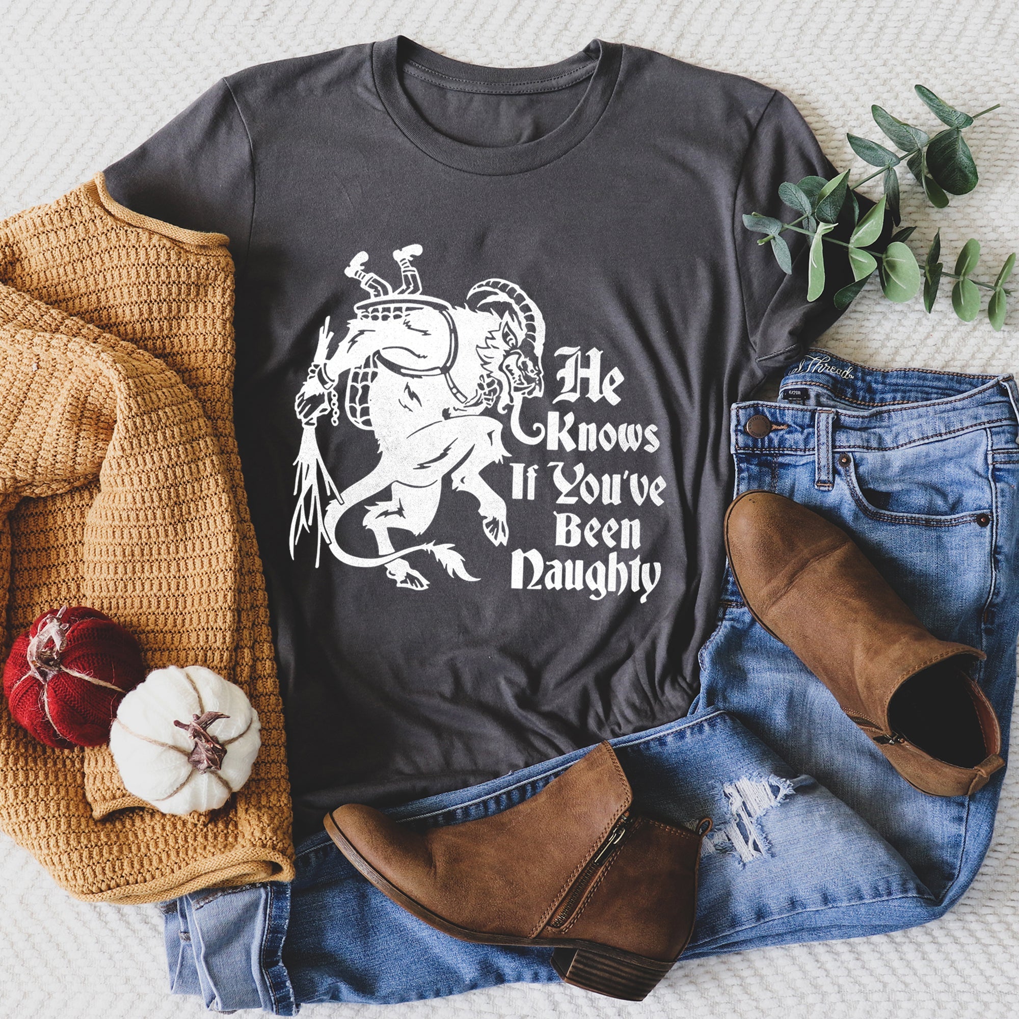 Exclusive Limited Krampus Naughty Santa Christmas Nice Holiday Edition Graphic Tee