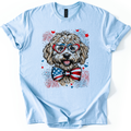 Labradoodle Patriotic Dog USA America Pet Lover 4th Of July Proud Family Favorite Graphic Tee
