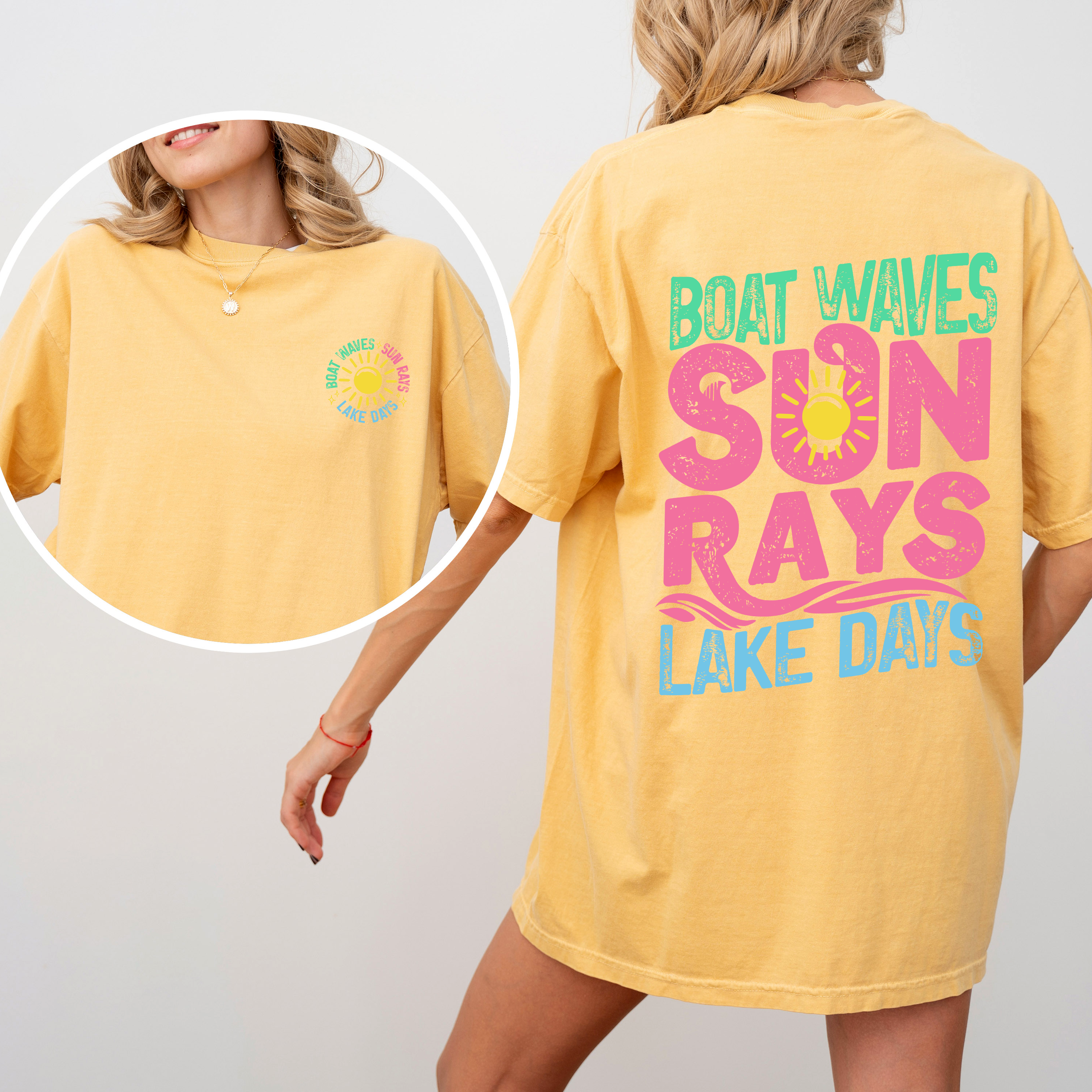 Lake Bum Sun Rays Lake Days Front And Back Boat Summer Edition Comfort Colors Tee