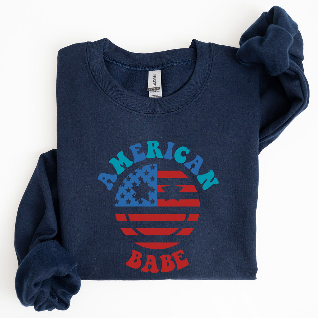 Land Of The Free, American Babe, 4th Of July Patriotic Premium Graphic Sweatshirt