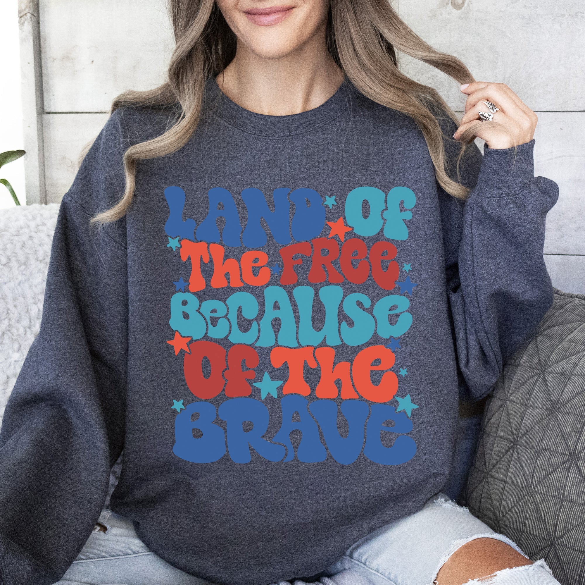 Land Of The Free American Babe 4th Of July Sweatshirt