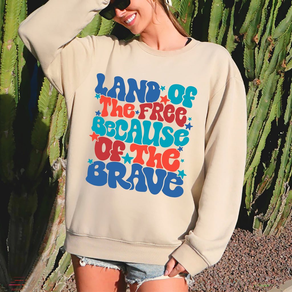 Land Of The Free American Babe 4th Of July Sweatshirt
