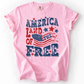 Land Of The Free Fourth Of July Patriotic USA America Proud American Comfort Colors Tee