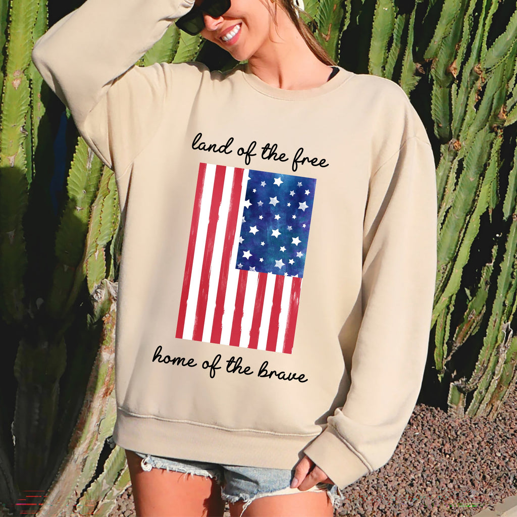 Land Of The Free, Home Of The Brave American Flag Pride Edition Patriotic Sweatshirt