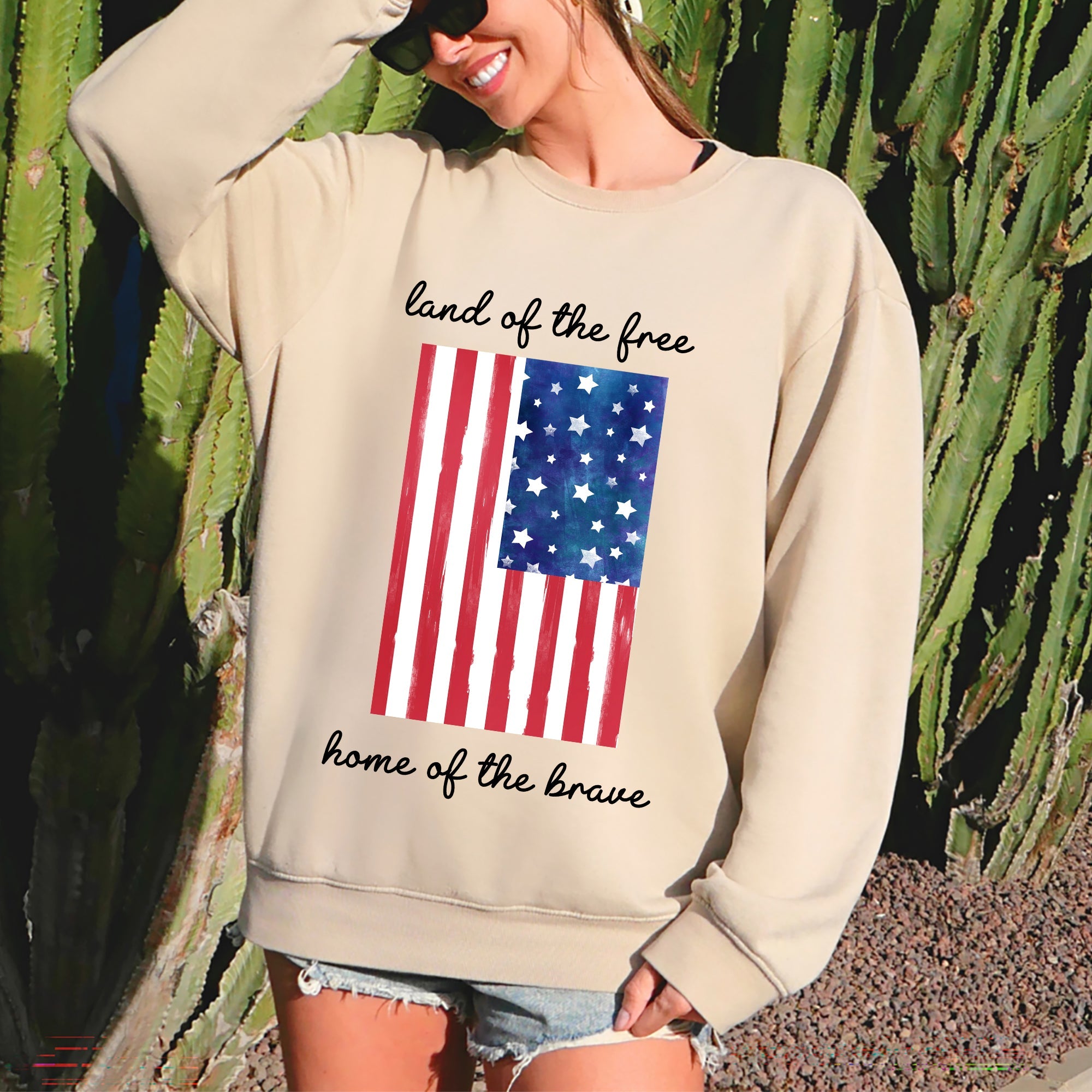 Land Of The Free, Home Of The Brave American Flag Pride Edition Patriotic Sweatshirt