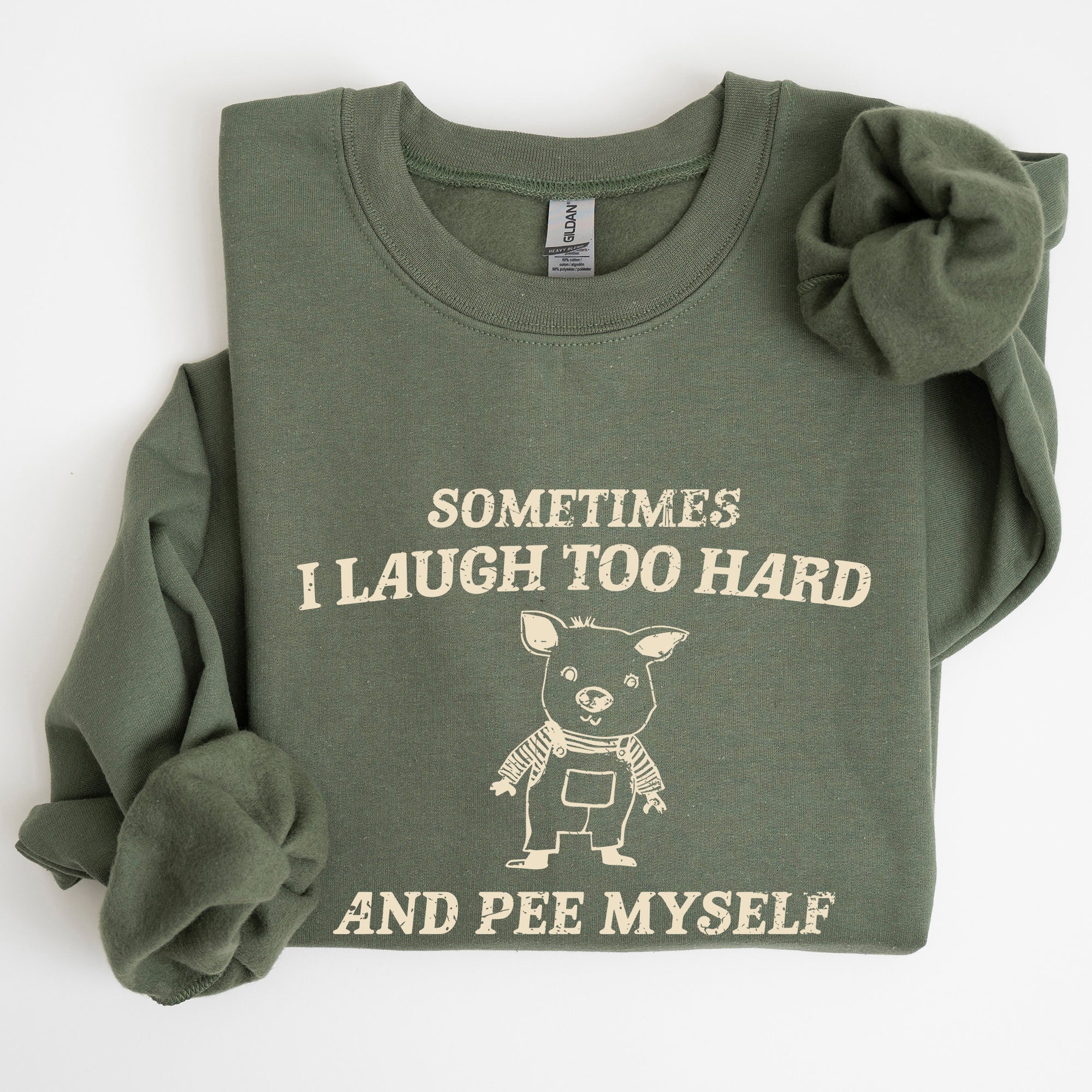 Laugh Too Hard Pee Myself Pig Meme Graphic Illustration Hilarious Pig Meme Design For Laugh Lovers Sweatshirt