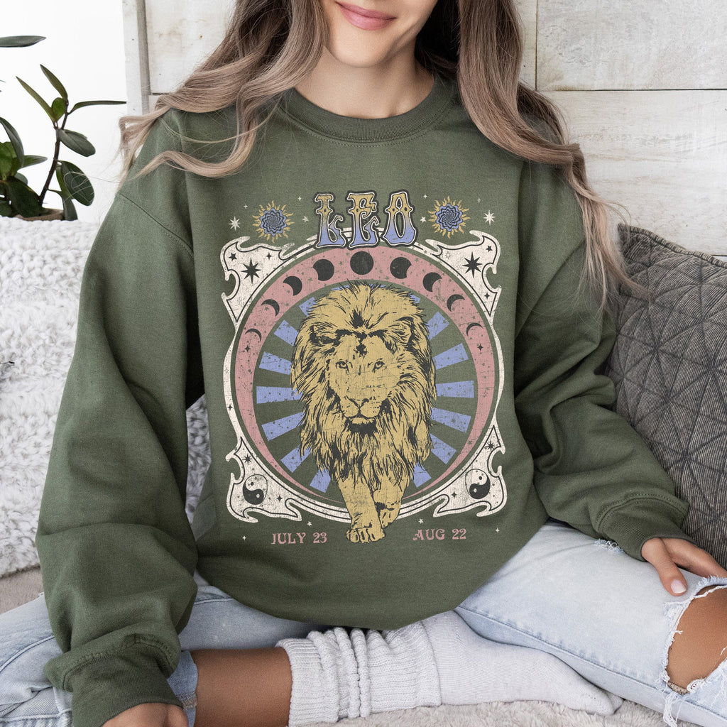 Leo Zodiac Astrology Horoscope Celestial Sign Design Edition Premium Cozy Sweatshirt