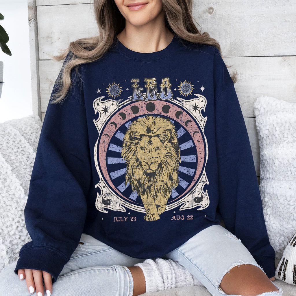 Leo Zodiac Astrology Horoscope Celestial Sign Design Edition Premium Cozy Sweatshirt