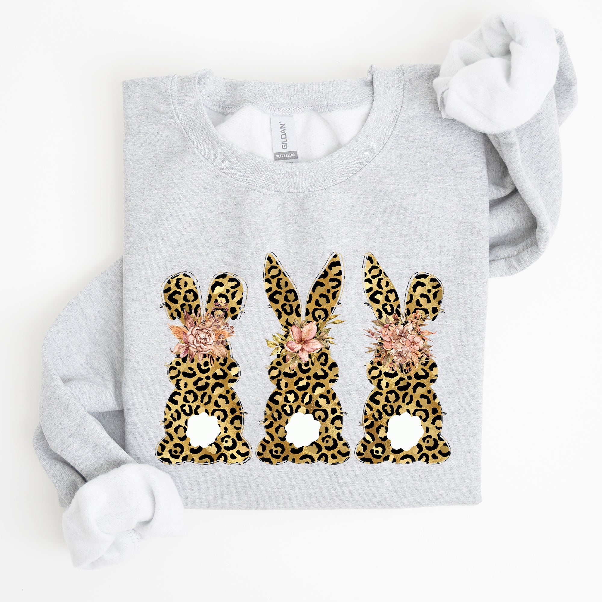 Leopard Print Easter Bunnies Easter Rabbit Whimsy Springtime Illustration Sweatshirt