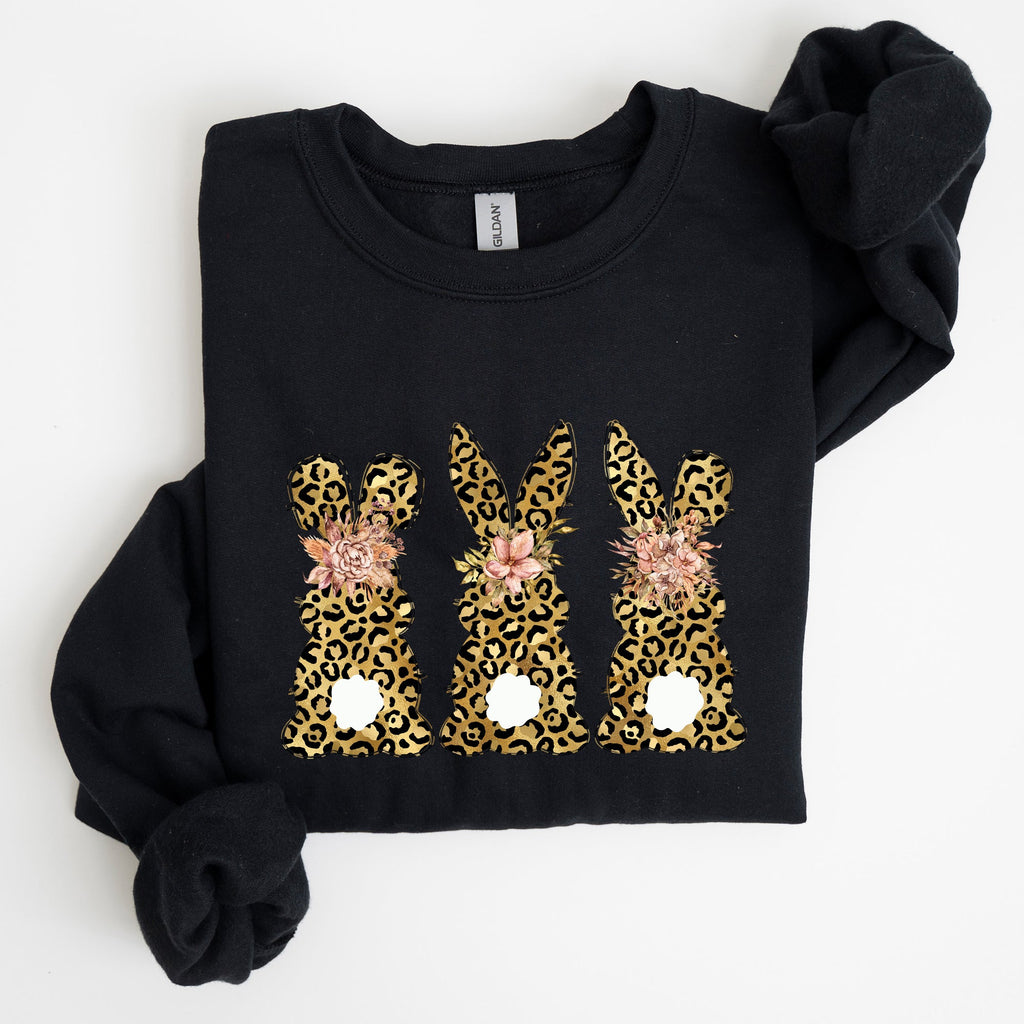 Leopard Print Easter Bunnies Easter Rabbit Whimsy Springtime Illustration Sweatshirt