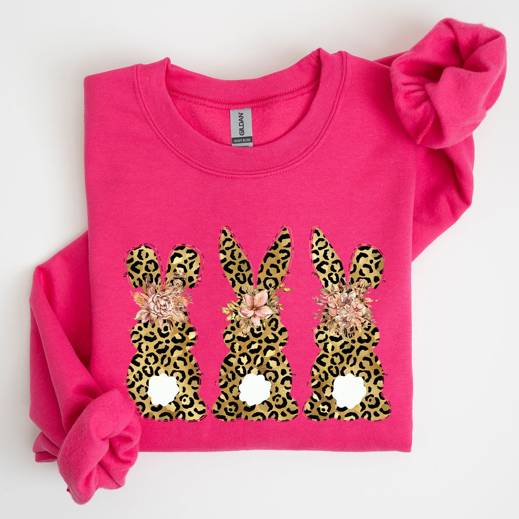 Leopard Print Easter Bunnies Easter Rabbit Whimsy Springtime Illustration Sweatshirt