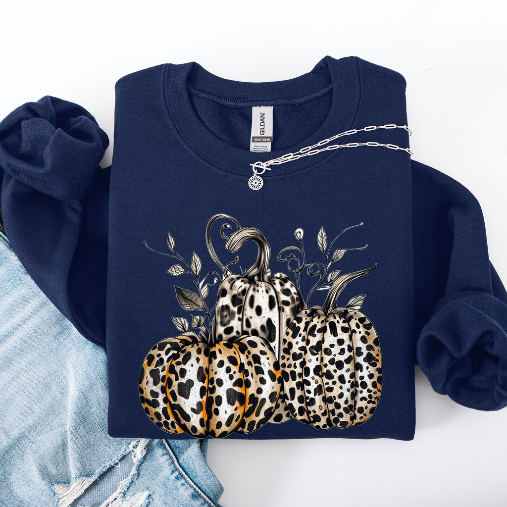 Leopard Print Pumpkins For Halloween And Autumn Festive Fashion Season Sweatshirt