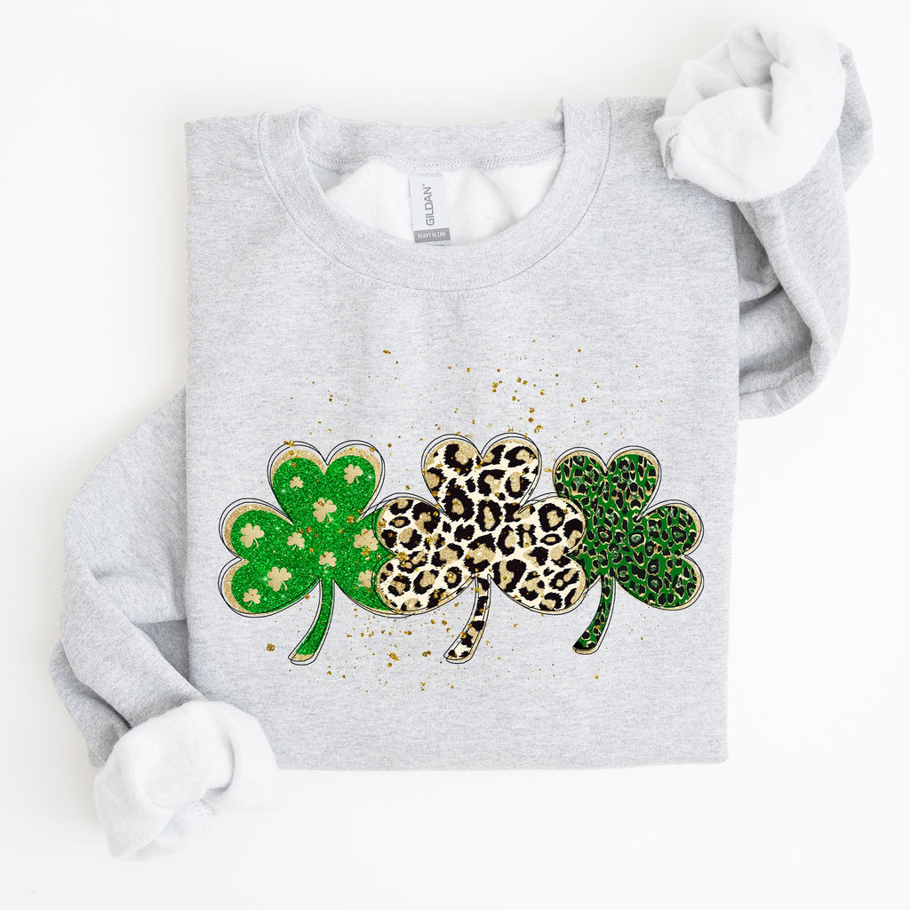 Leopard Print Shamrocks St Patrick's Day Festive Pattern Celebration For Luck Sweatshirt