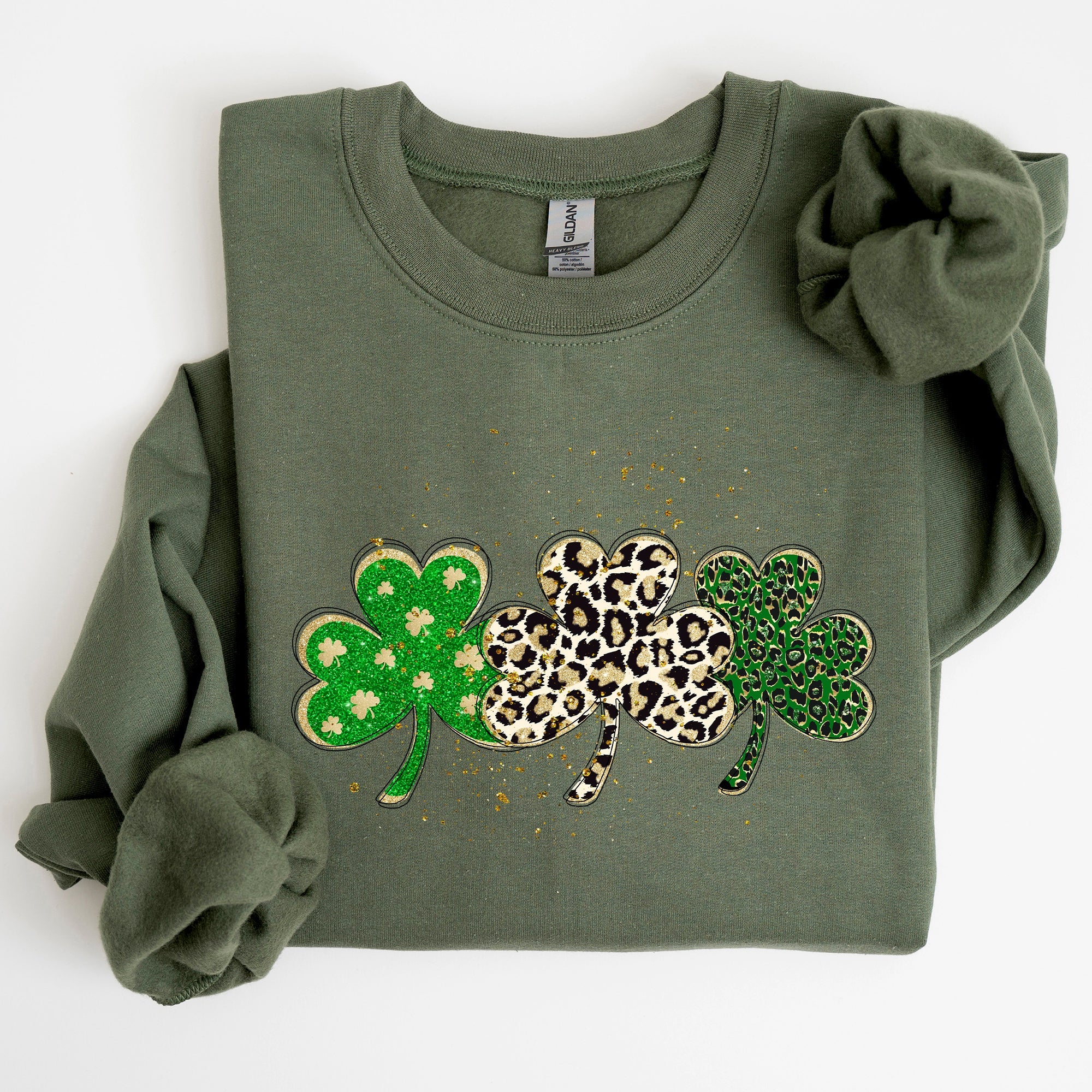 Leopard Print Shamrocks St Patrick's Day Festive Pattern Celebration For Luck Sweatshirt