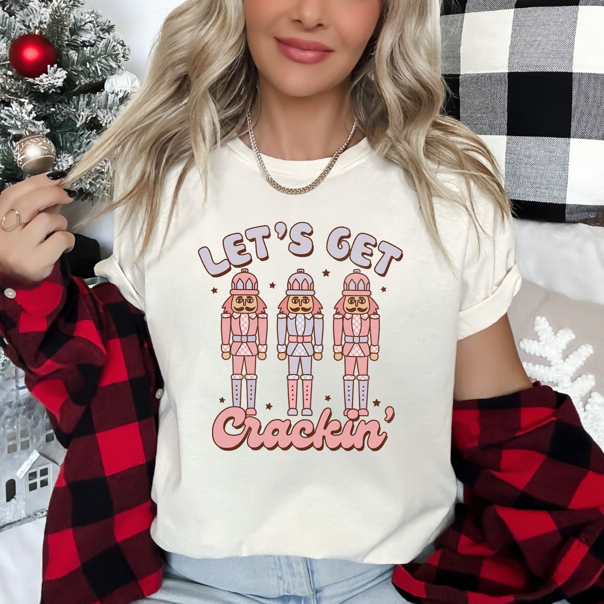 Let's Get Cracking Nutcracker Christmas Retro Holiday Cheer Graphic Tee Vintage Style
