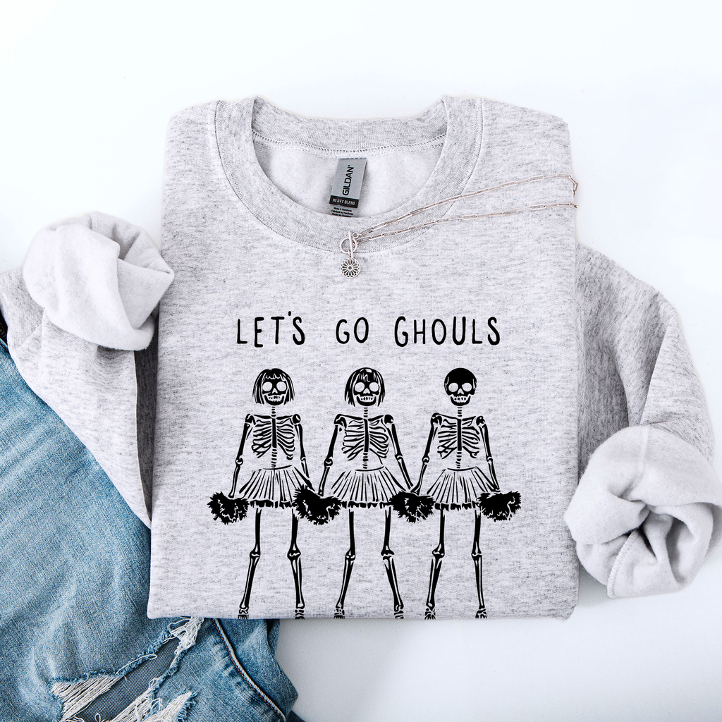 Let's Go Ghouls Skeleton Cheerleaders Halloween Night Parade Spooky Spirit Sweatshirt