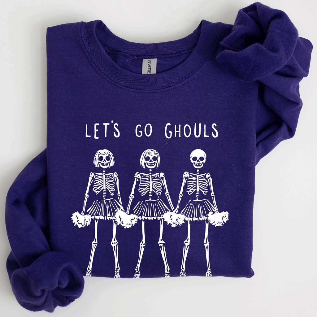 Let's Go Ghouls Skeleton Cheerleaders Halloween Night Parade Spooky Spirit Sweatshirt