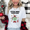 Little Miss Christmas Classic Vintage Retro Candy Cane Holiday Cheer Graphic Tee