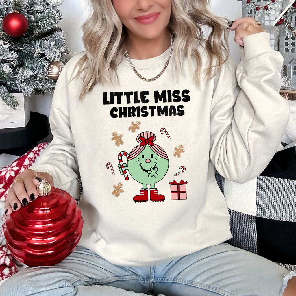 Little Miss Christmas Classic Vintage Retro Cozy Fleece Holiday Cheer Sweatshirt
