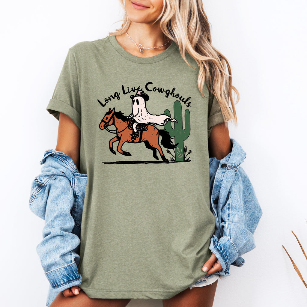 Long Live Cowghouls Cowgirls Western Halloween Spooky Cowgirl Parade Festival Graphic Tee