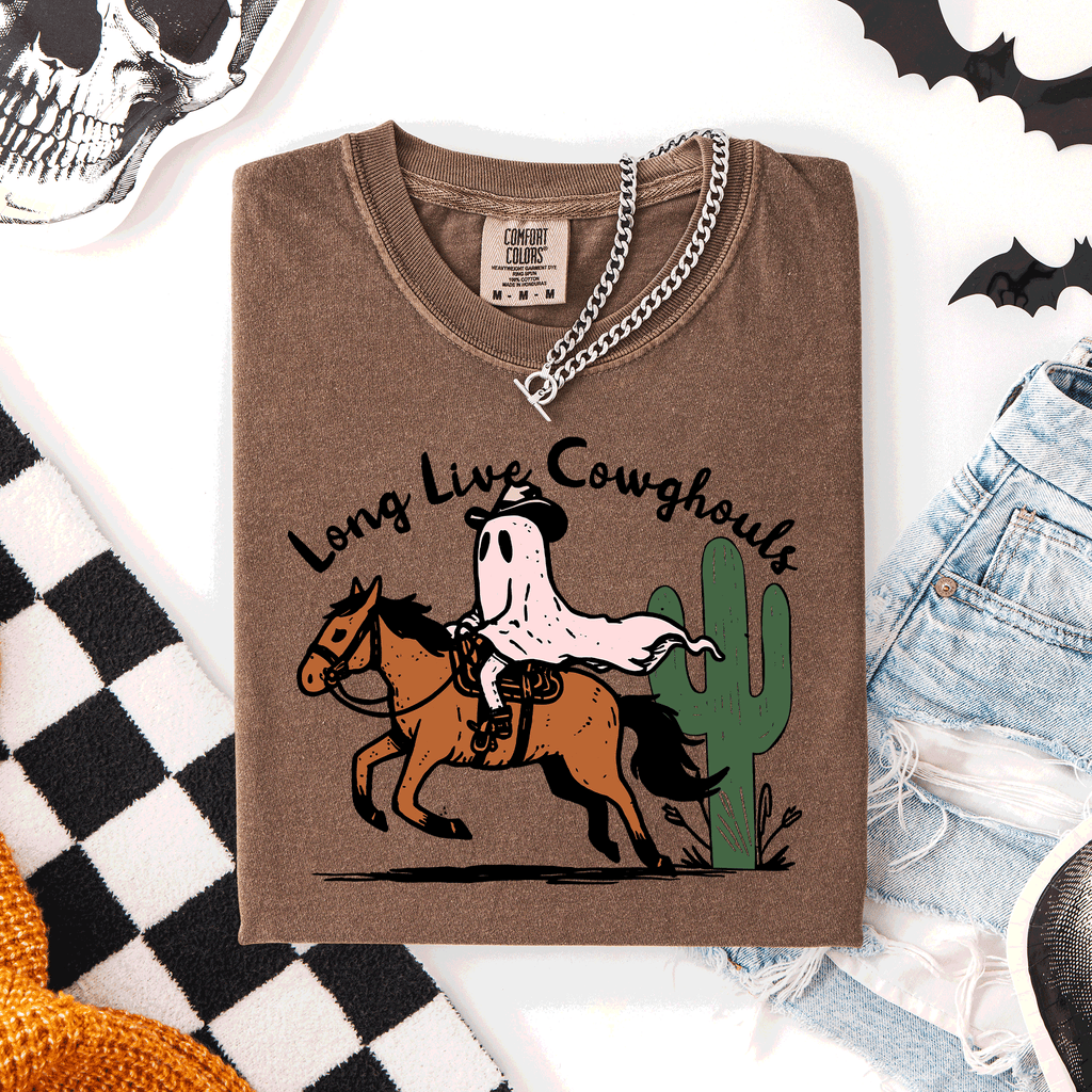 Long Live Cowghouls, Cowgirls Western Halloween Cute Celebration Comfort Colors Tee