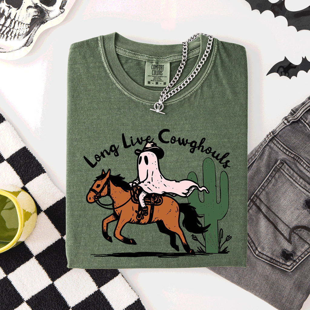 Long Live Cowghouls, Cowgirls Western Halloween Cute Celebration Comfort Colors Tee