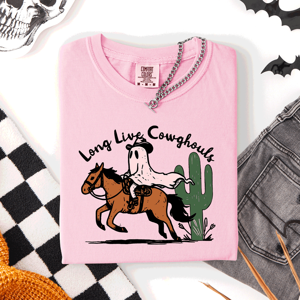 Long Live Cowghouls, Cowgirls Western Halloween Cute Celebration Comfort Colors Tee